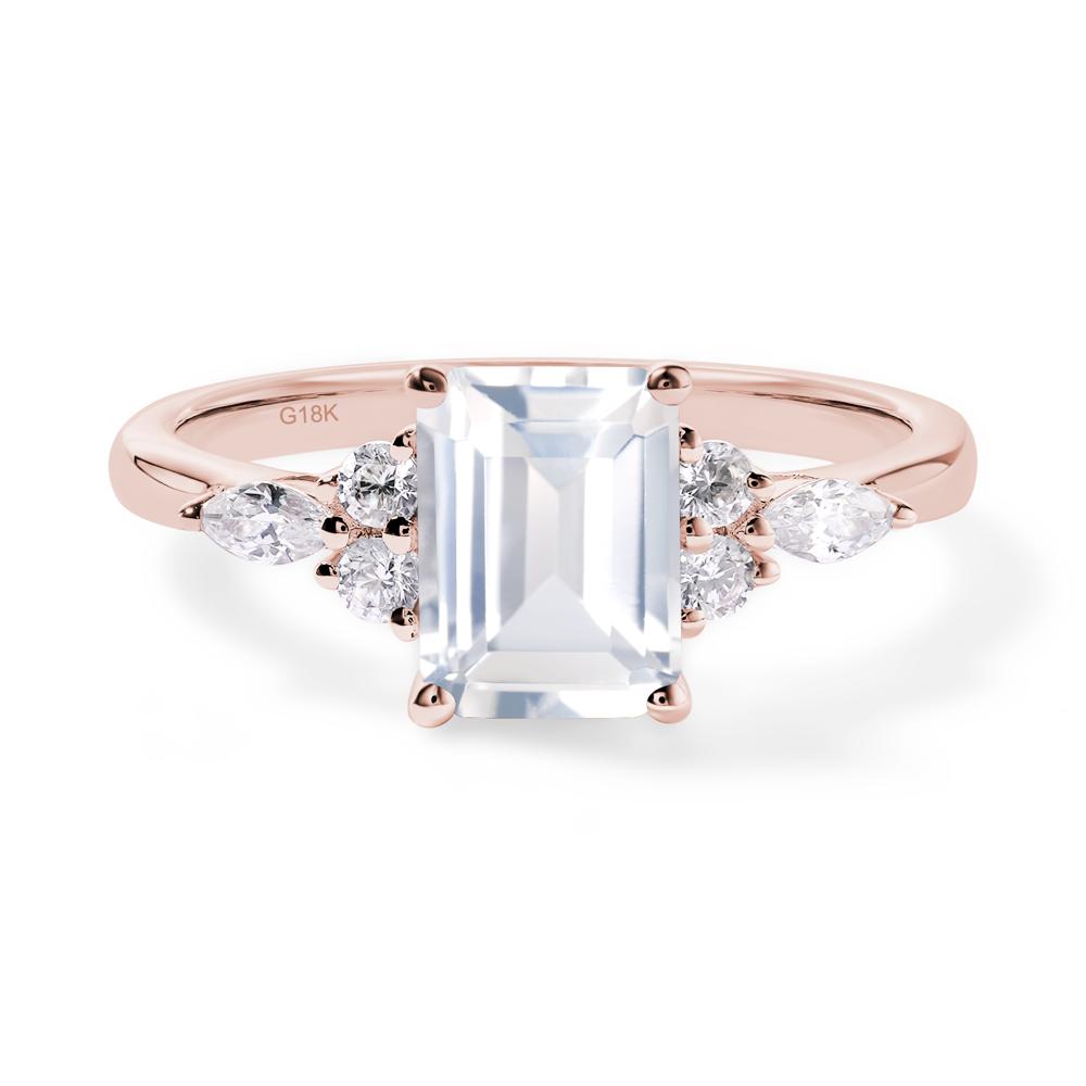 Simple Emerald Cut White Topaz Ring - LUO Jewelry #metal_18k rose gold