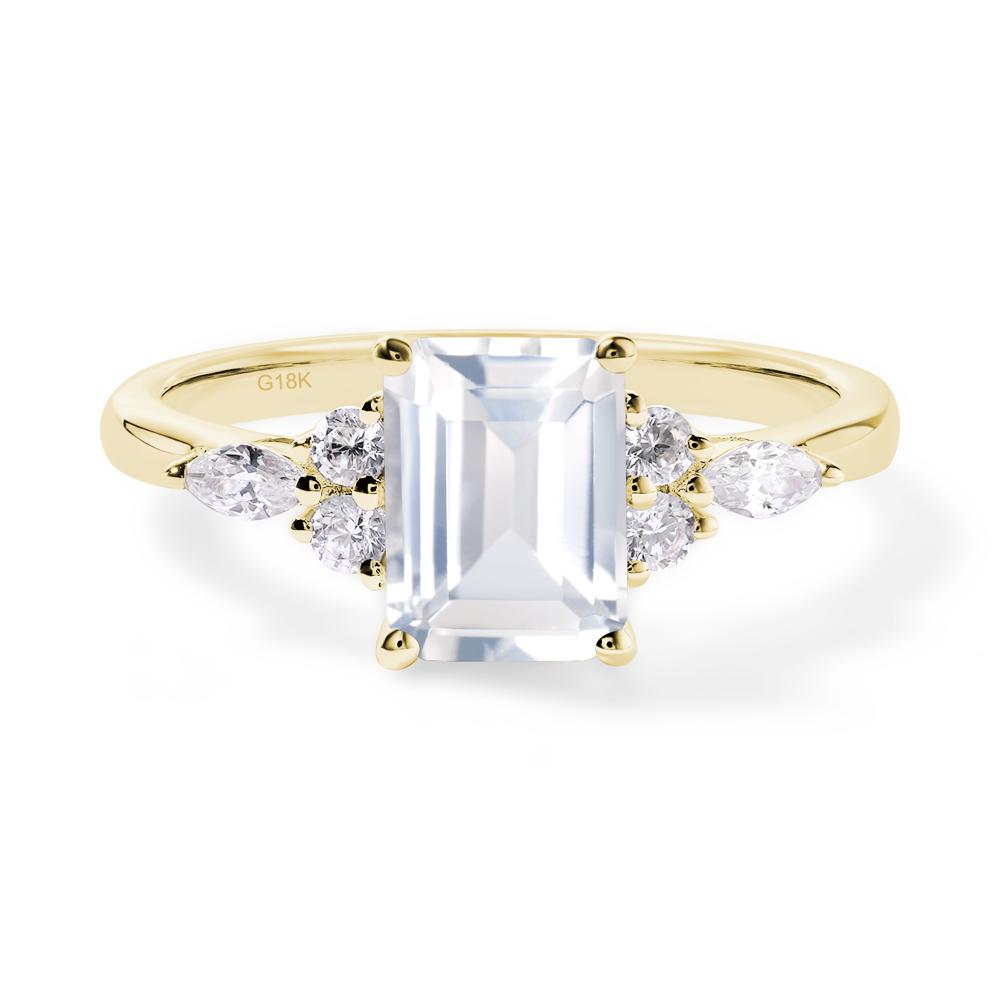 Simple Emerald Cut White Topaz Ring - LUO Jewelry #metal_18k yellow gold