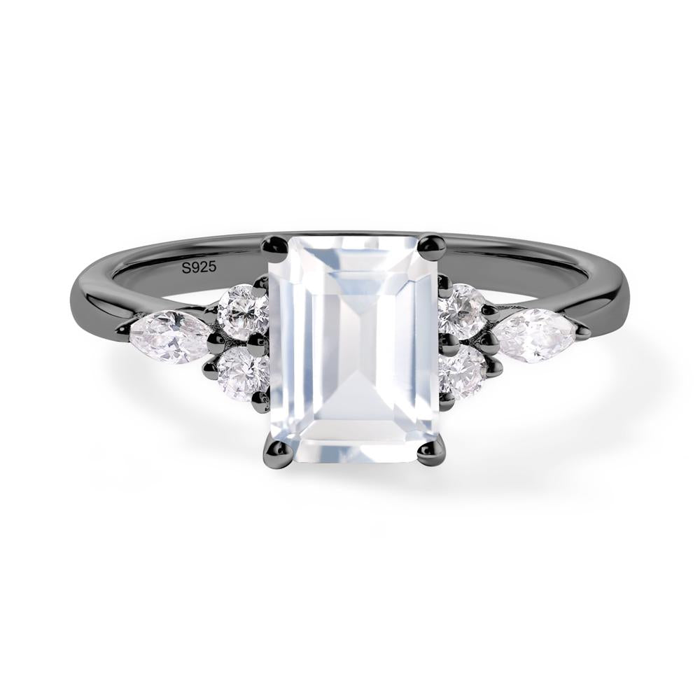 Simple Emerald Cut White Topaz Ring - LUO Jewelry #metal_black finish sterling silver