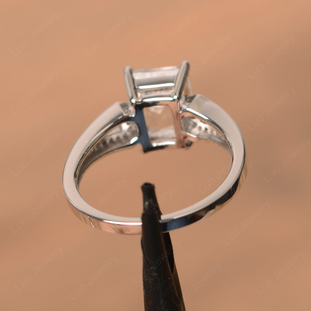 Emerald Cut White Topaz Wedding Ring White Gold - LUO Jewelry
