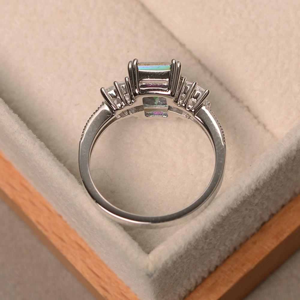 Emerald Cut Mystic Topaz Art Deco Milgrain Ring - LUO Jewelry