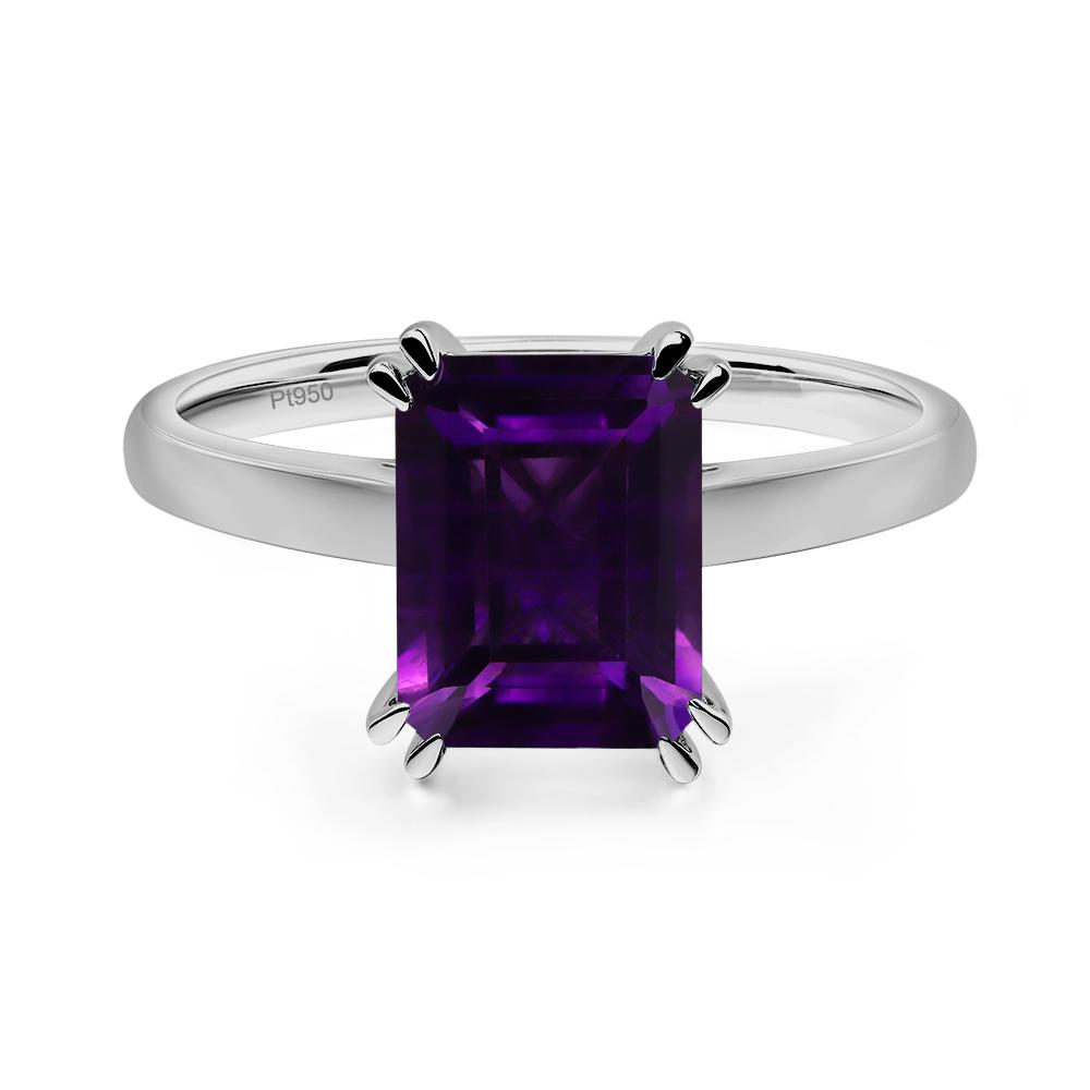 Emerald Cut Amethyst Solitaire Wedding Ring - LUO Jewelry #metal_platinum