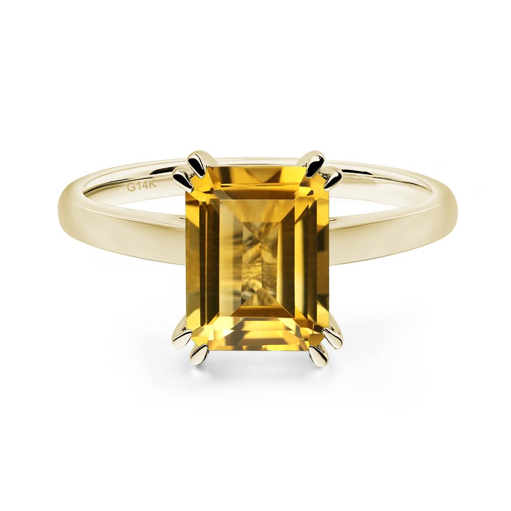 Emerald Cut Citrine Solitaire Wedding Ring - LUO Jewelry #metal_14k yellow gold
