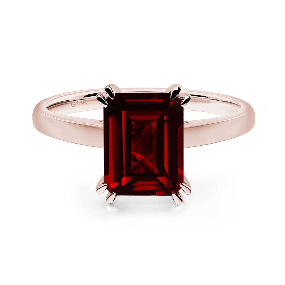 Emerald Cut Garnet Solitaire Wedding Ring - LUO Jewelry #metal_14k rose gold