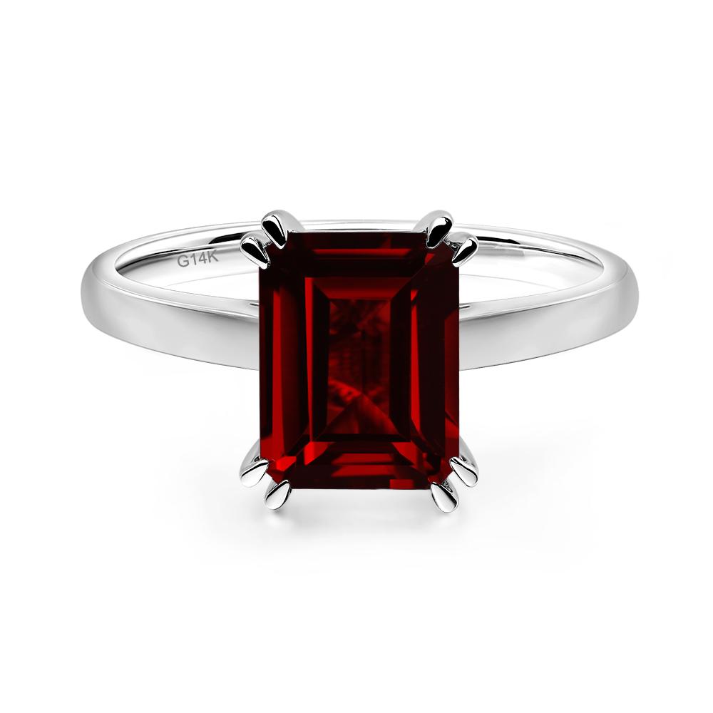Emerald Cut Garnet Solitaire Wedding Ring - LUO Jewelry #metal_14k white gold