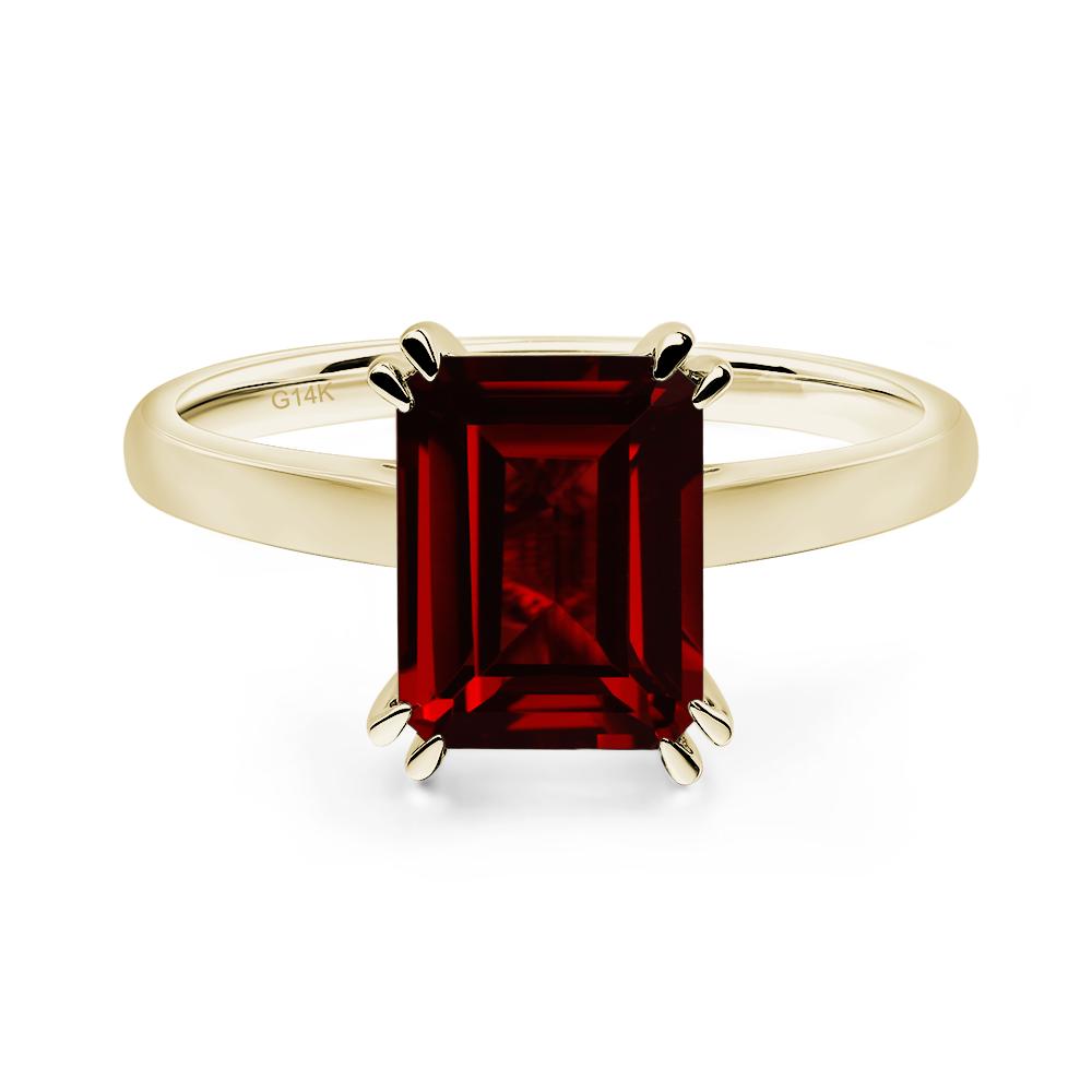 Emerald Cut Garnet Solitaire Wedding Ring - LUO Jewelry #metal_14k yellow gold