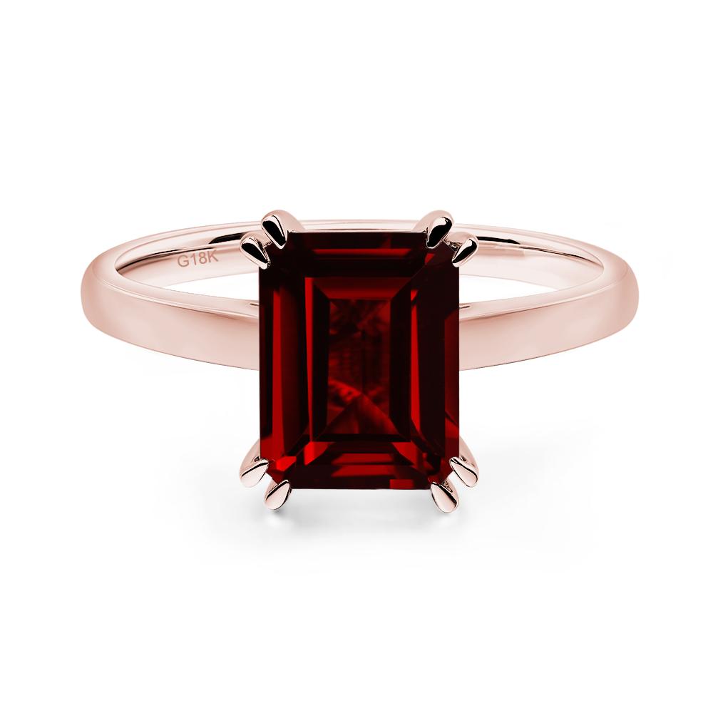 Emerald Cut Garnet Solitaire Wedding Ring - LUO Jewelry #metal_18k rose gold