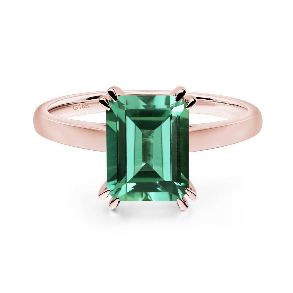 Emerald Cut Lab Grown Green Sapphire Solitaire Wedding Ring - LUO Jewelry #metal_18k rose gold