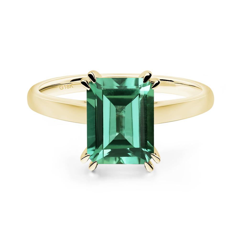 Emerald Cut Lab Grown Green Sapphire Solitaire Wedding Ring - LUO Jewelry #metal_18k yellow gold
