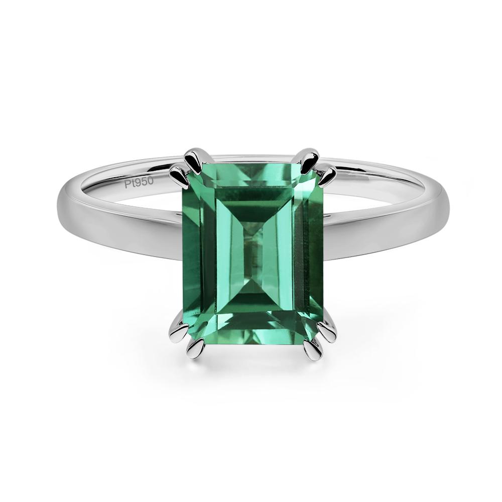 Emerald Cut Lab Grown Green Sapphire Solitaire Wedding Ring - LUO Jewelry #metal_platinum