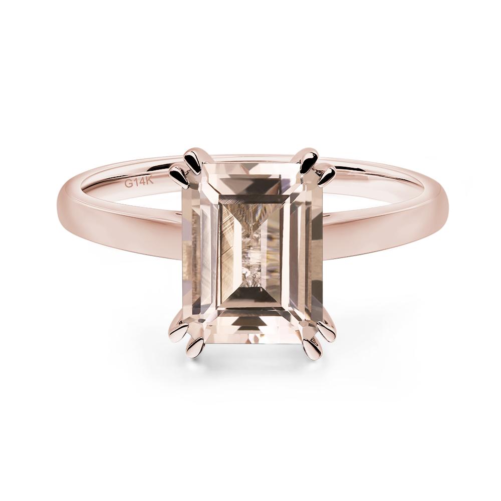 Emerald Cut Morganite Solitaire Wedding Ring - LUO Jewelry #metal_14k rose gold