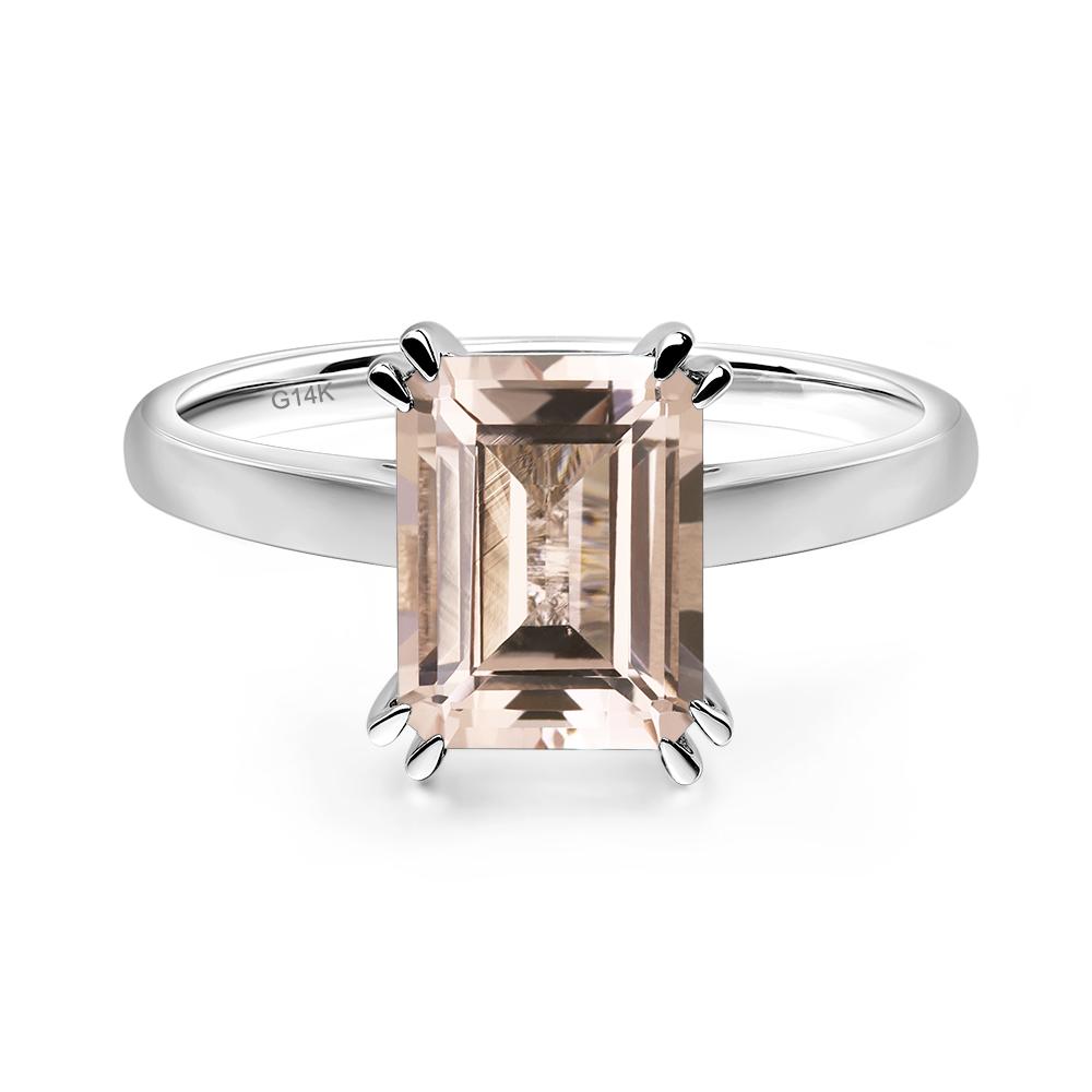 Emerald Cut Morganite Solitaire Wedding Ring - LUO Jewelry #metal_14k white gold
