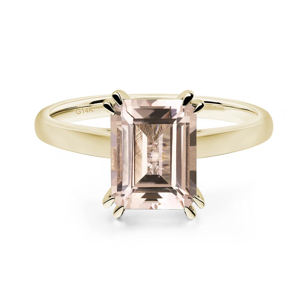 Emerald Cut Morganite Solitaire Wedding Ring - LUO Jewelry #metal_14k yellow gold