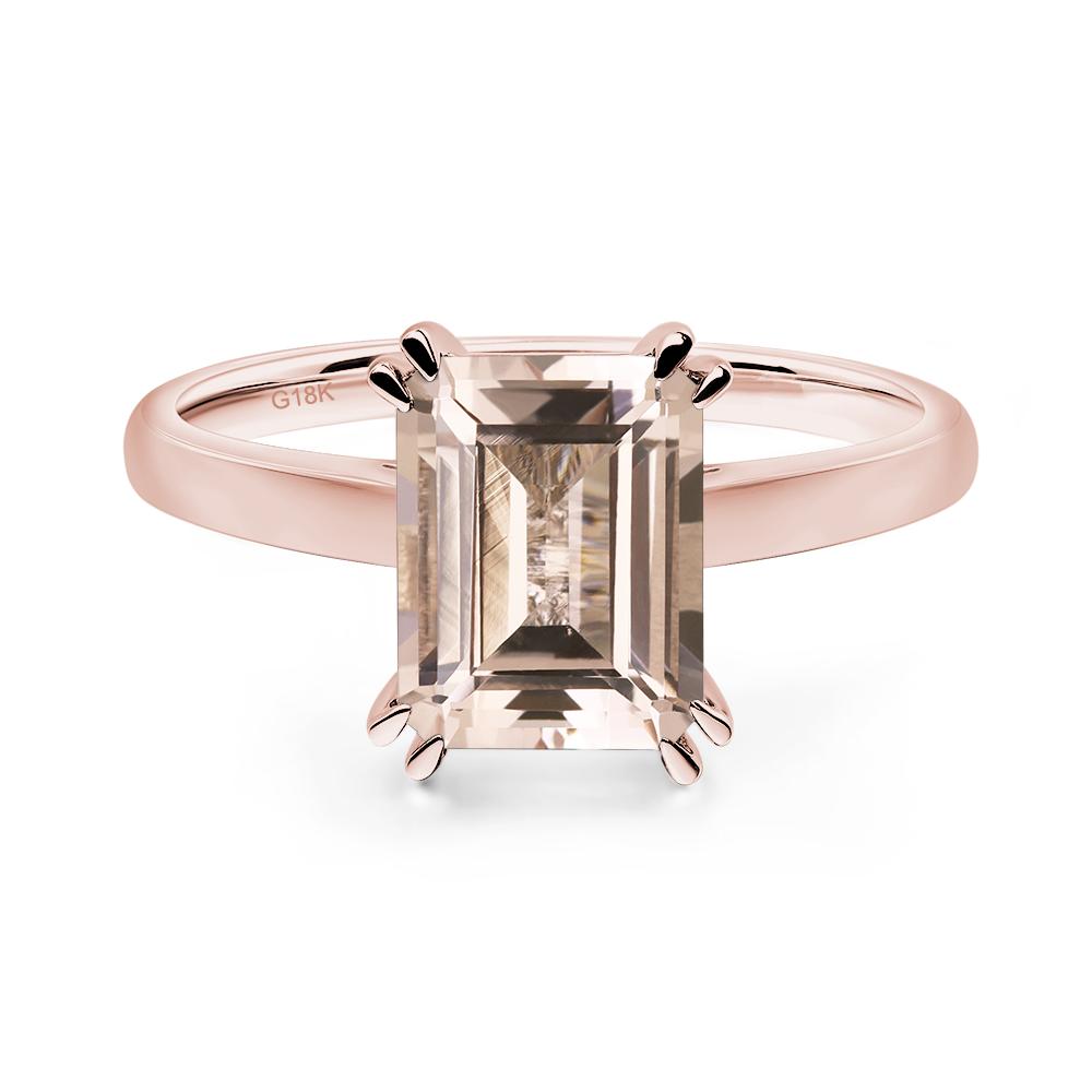 Emerald Cut Morganite Solitaire Wedding Ring - LUO Jewelry #metal_18k rose gold
