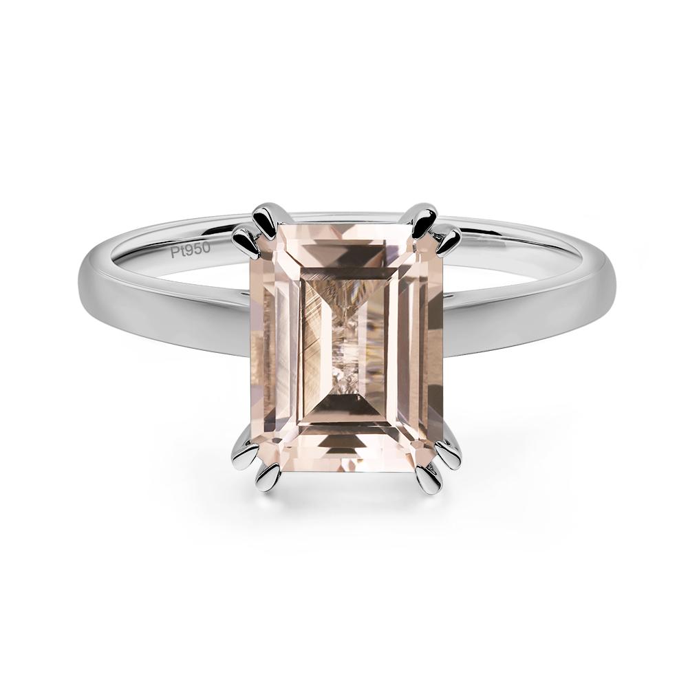 Emerald Cut Morganite Solitaire Wedding Ring - LUO Jewelry #metal_platinum