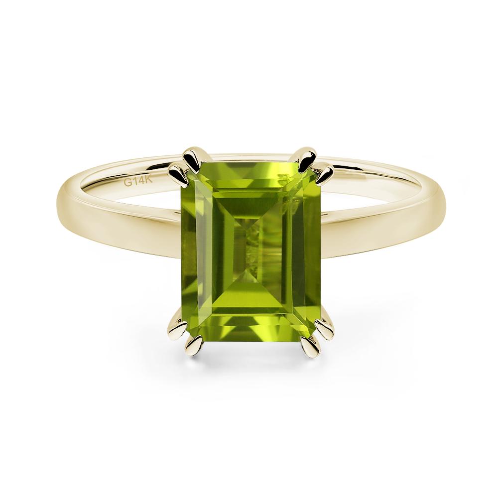 Emerald Cut Peridot Solitaire Wedding Ring - LUO Jewelry #metal_14k yellow gold