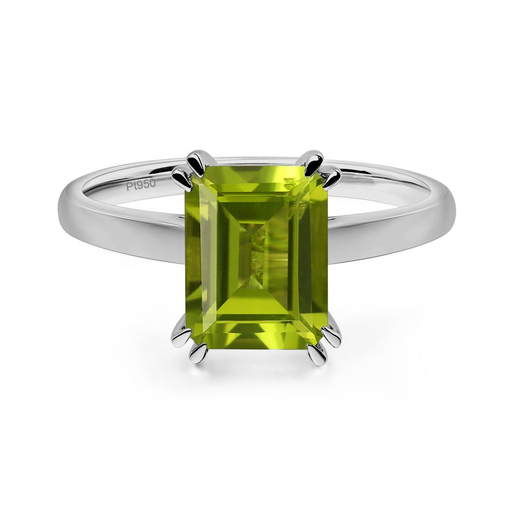 Emerald Cut Peridot Solitaire Wedding Ring - LUO Jewelry #metal_platinum