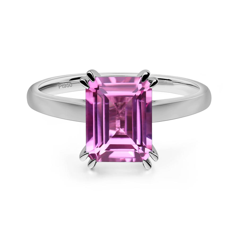 Emerald Cut Lab Created Pink Sapphire Solitaire Wedding Ring - LUO Jewelry #metal_platinum