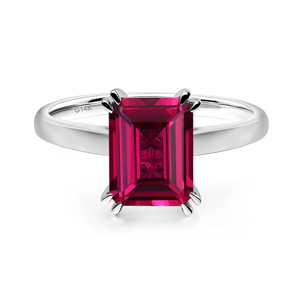 Emerald Cut Ruby Solitaire Wedding Ring - LUO Jewelry #metal_14k white gold