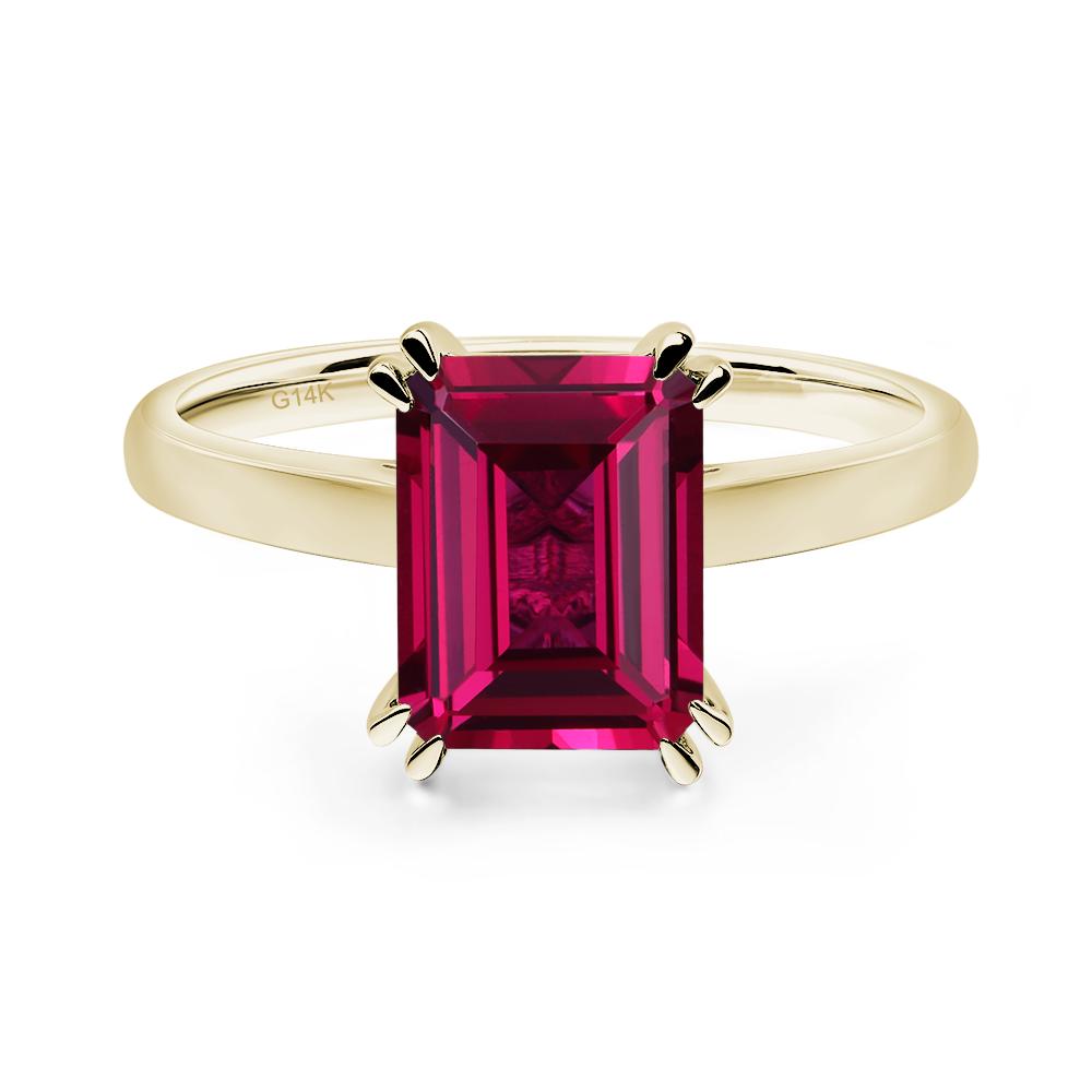 Emerald Cut Ruby Solitaire Wedding Ring - LUO Jewelry #metal_14k yellow gold
