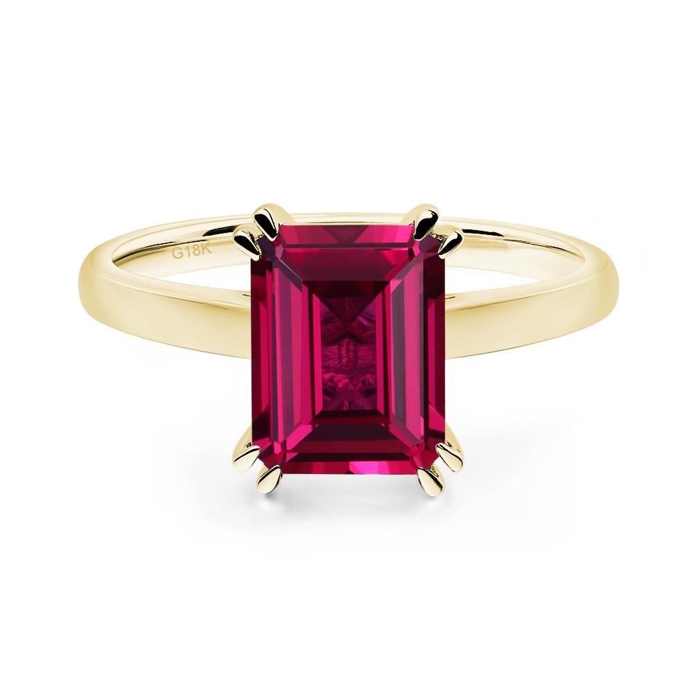 Emerald Cut Ruby Solitaire Wedding Ring - LUO Jewelry #metal_18k yellow gold
