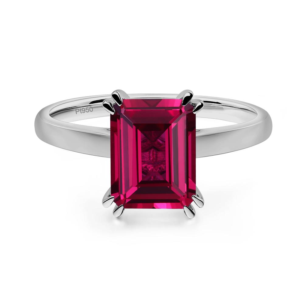 Emerald Cut Ruby Solitaire Wedding Ring - LUO Jewelry #metal_platinum