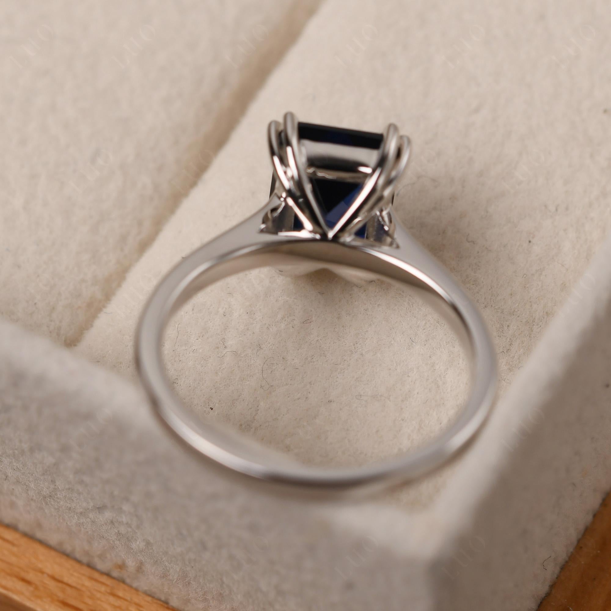 Emerald Cut Lab Sapphire Solitaire Wedding Ring - LUO Jewelry