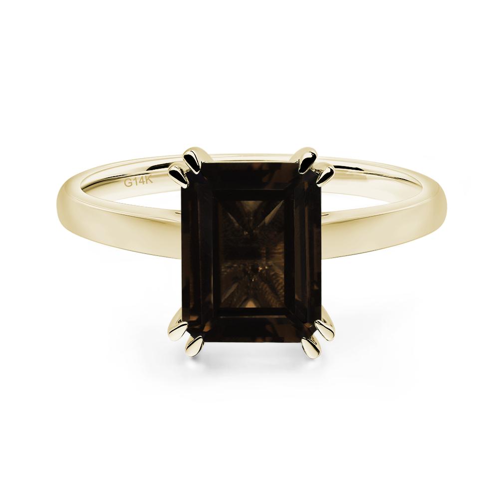 Emerald Cut Smoky Quartz Solitaire Wedding Ring - LUO Jewelry #metal_14k yellow gold