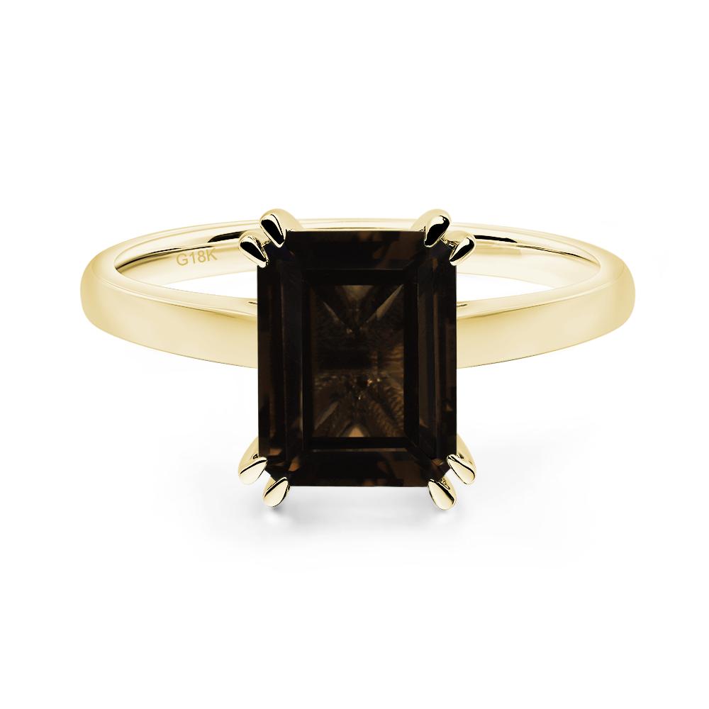 Emerald Cut Smoky Quartz Solitaire Wedding Ring - LUO Jewelry #metal_18k yellow gold
