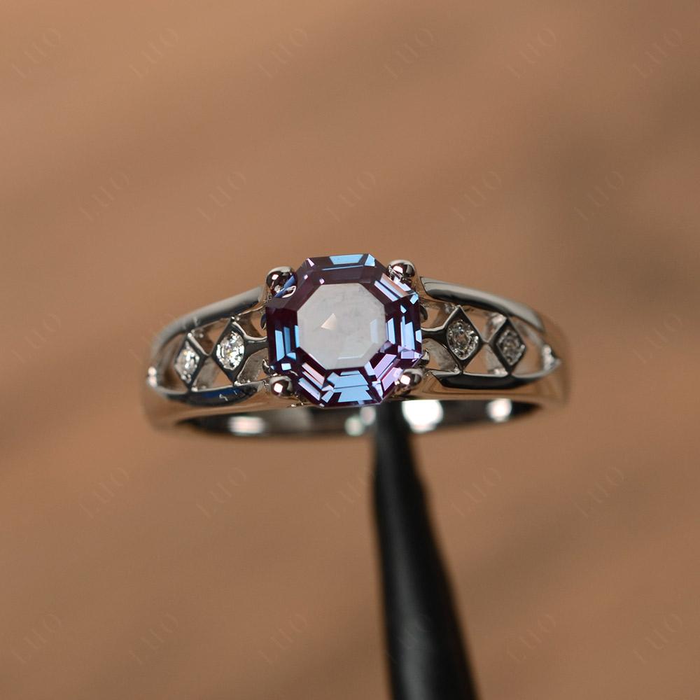 Vintage Style Octagon Cut Lab Created Alexandrite Ring - LUO Jewelry