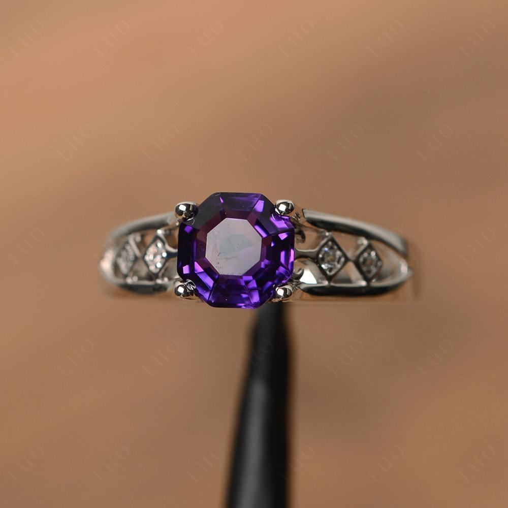 Vintage Style Octagon Cut Amethyst Ring - LUO Jewelry