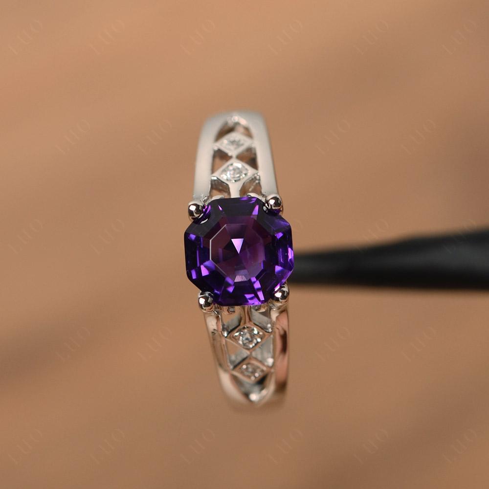 Vintage Style Octagon Cut Amethyst Ring - LUO Jewelry