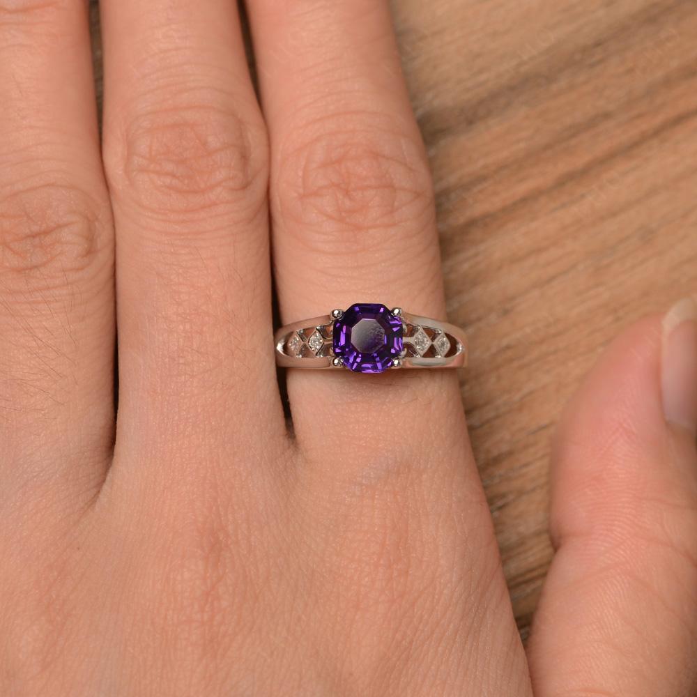 Vintage Style Octagon Cut Amethyst Ring - LUO Jewelry