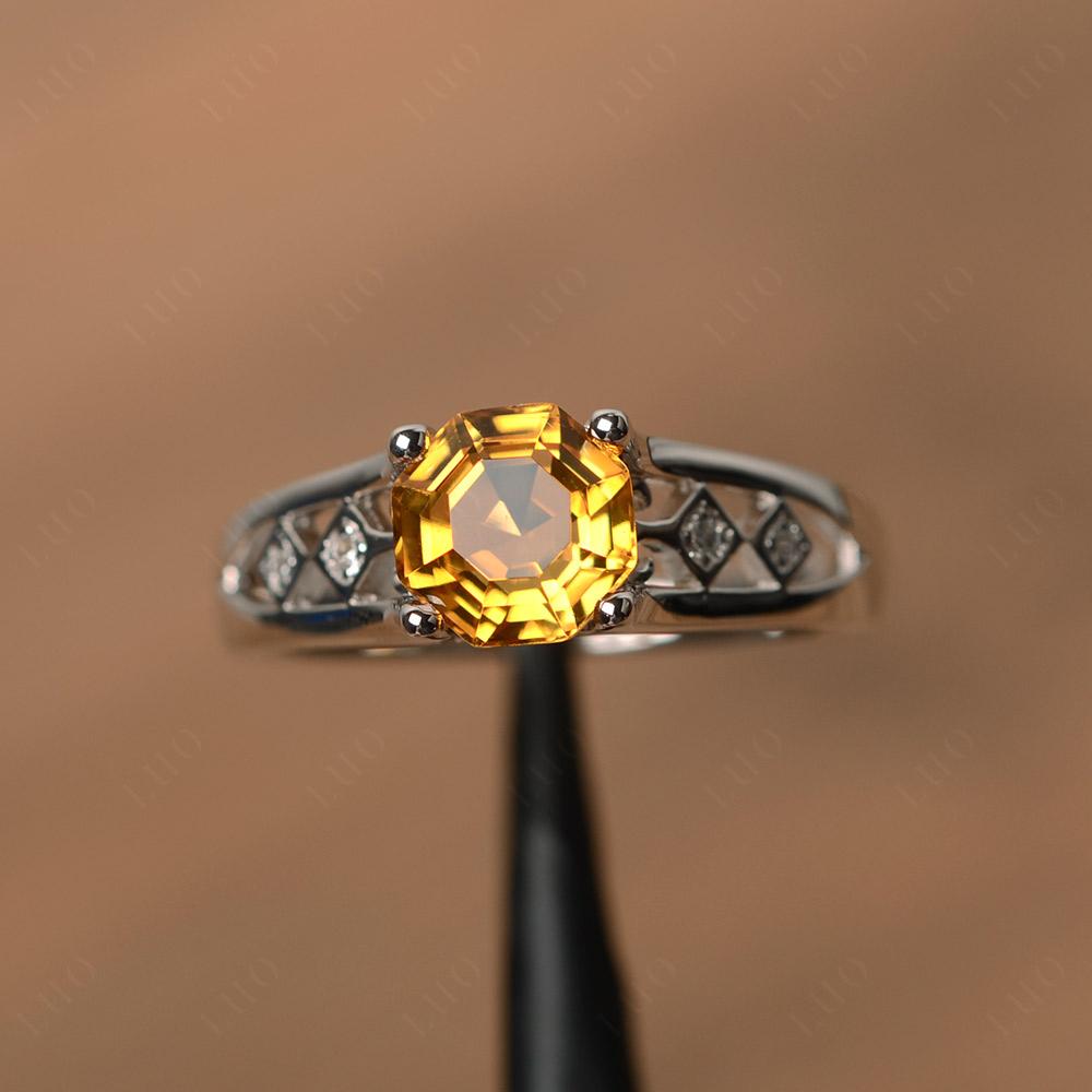 Vintage Style Octagon Cut Citrine Ring - LUO Jewelry