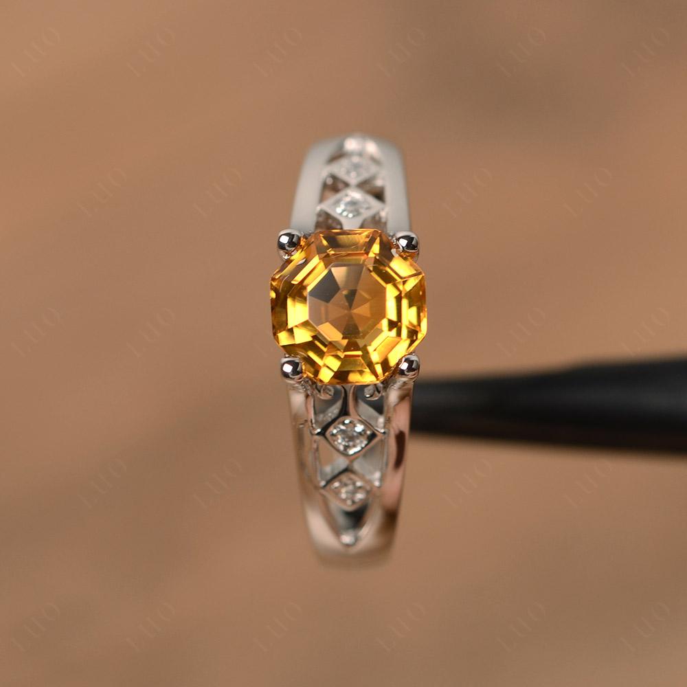 Vintage Style Octagon Cut Citrine Ring - LUO Jewelry