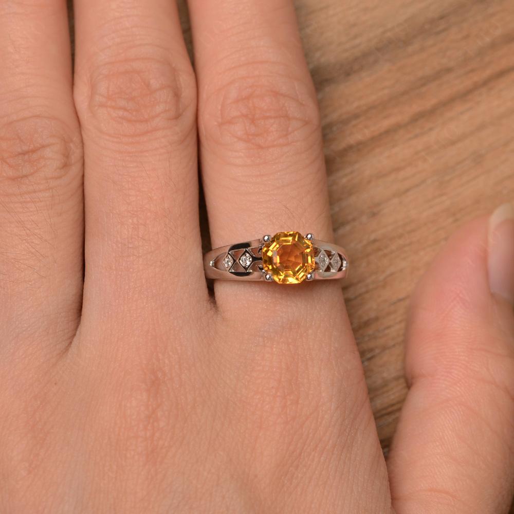 Vintage Style Octagon Cut Citrine Ring - LUO Jewelry