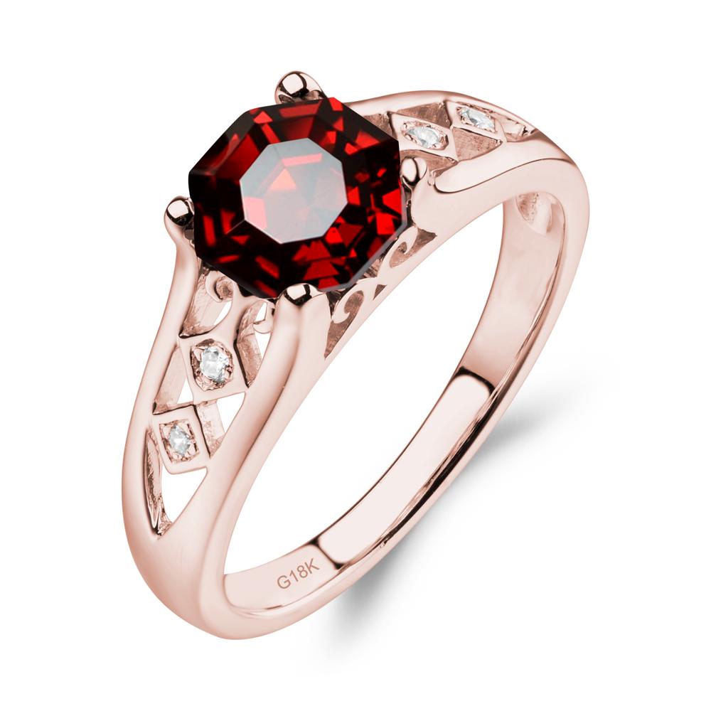 Vintage Style Octagon Cut Garnet Ring - LUO Jewelry #metal_18k rose gold