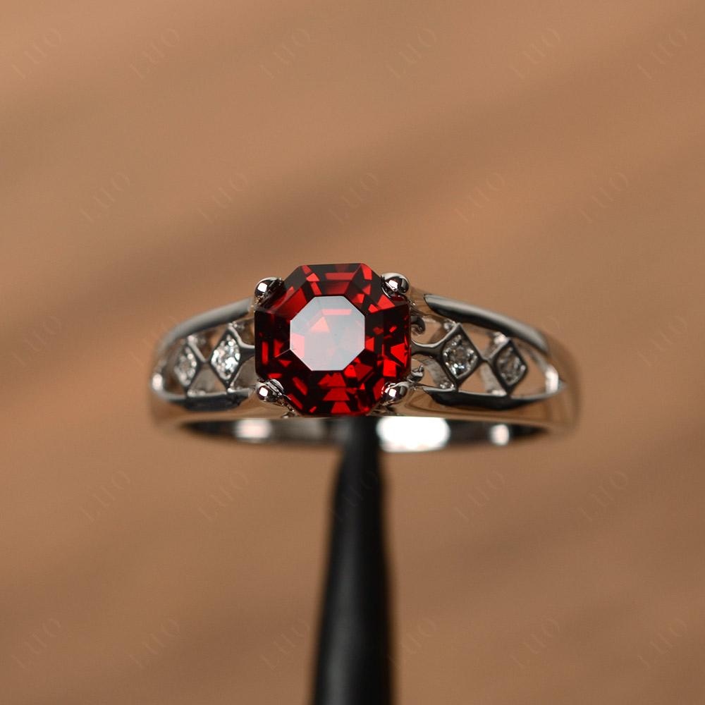 Vintage Style Octagon Cut Garnet Ring - LUO Jewelry