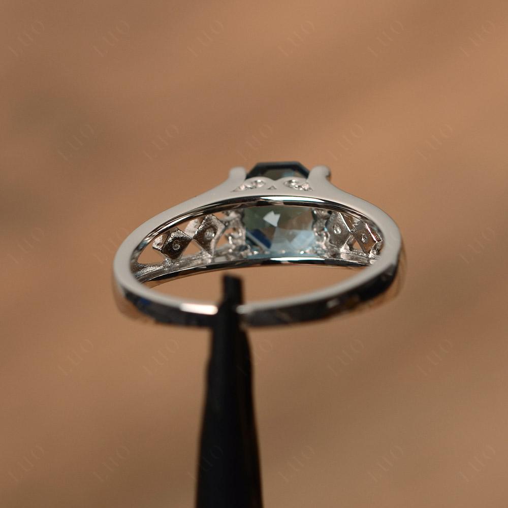 Vintage Style Octagon Cut London Blue Topaz Ring - LUO Jewelry