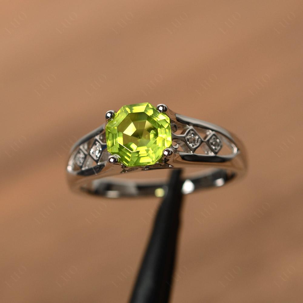 Vintage Style Octagon Cut Peridot Ring - LUO Jewelry