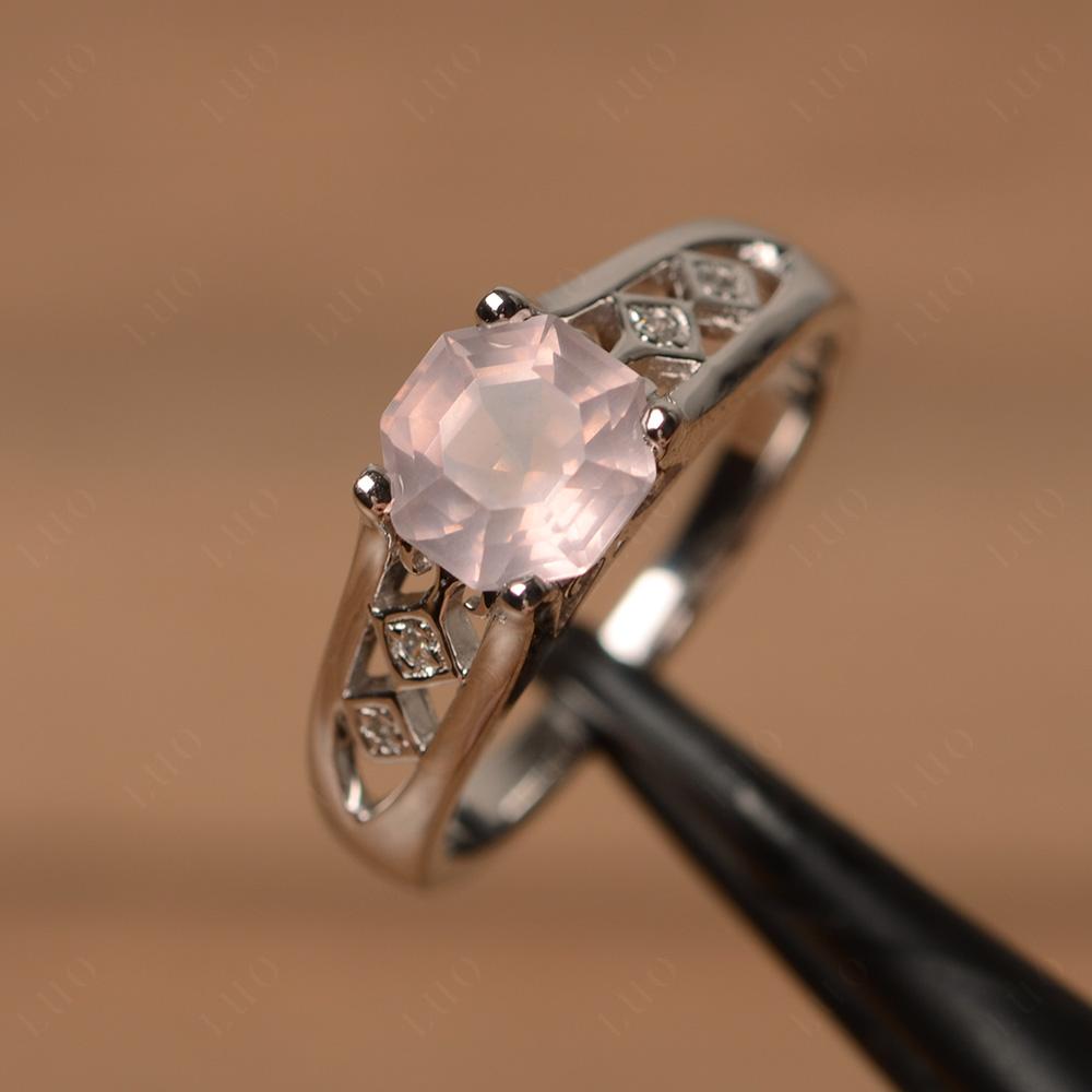 Vintage Style Octagon Cut Rose Quartz Ring - LUO Jewelry