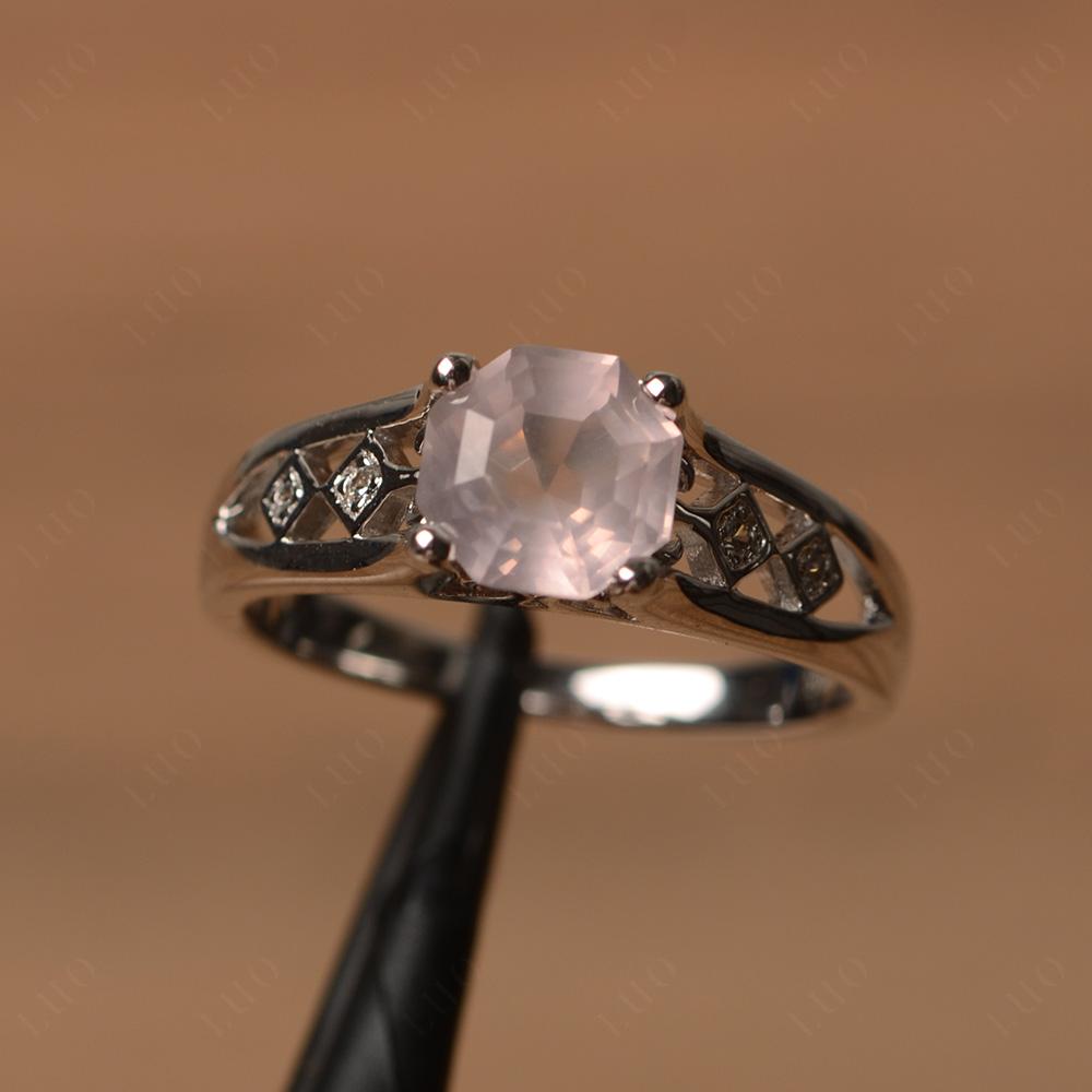 Vintage Style Octagon Cut Rose Quartz Ring - LUO Jewelry