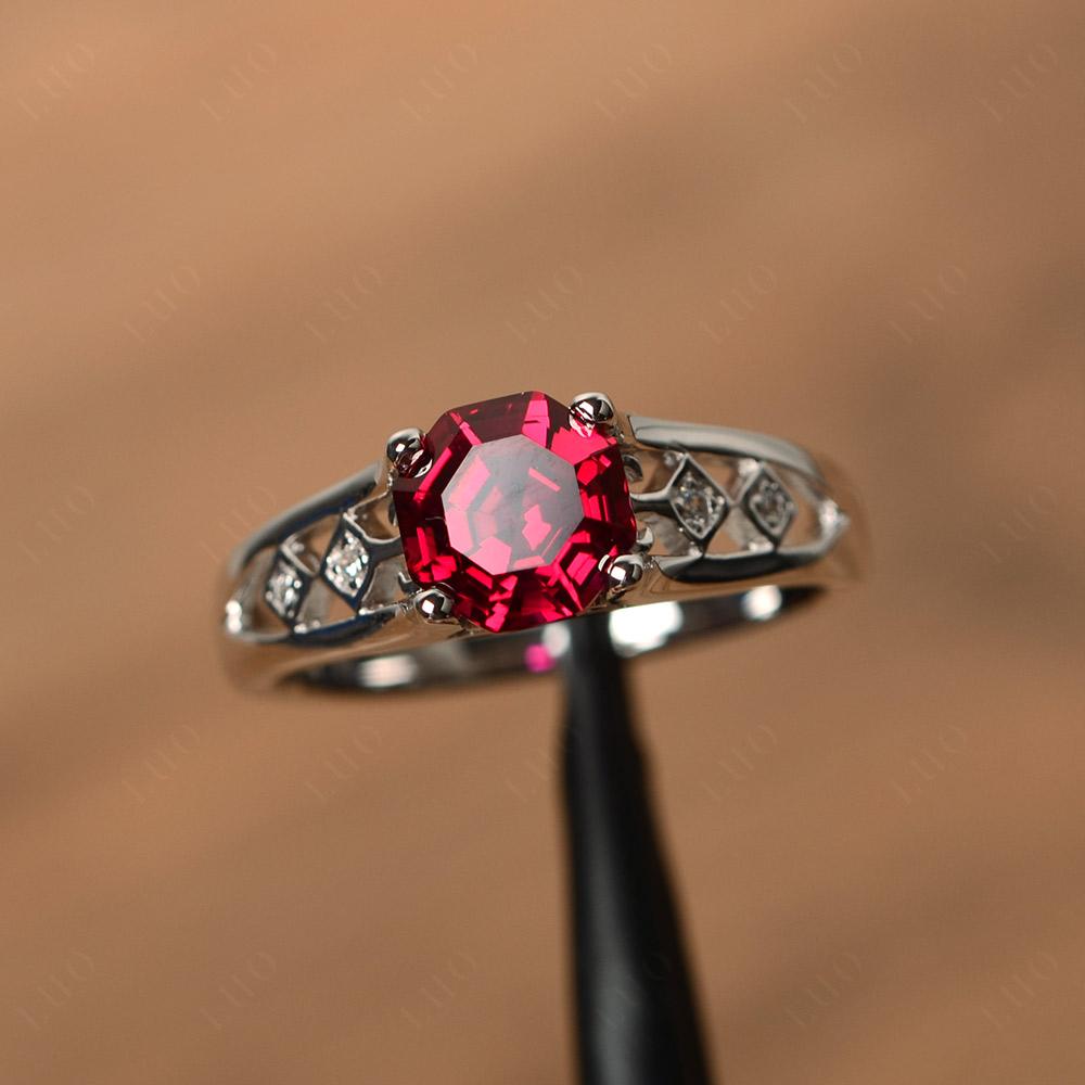 Vintage Style Octagon Cut Ruby Ring - LUO Jewelry