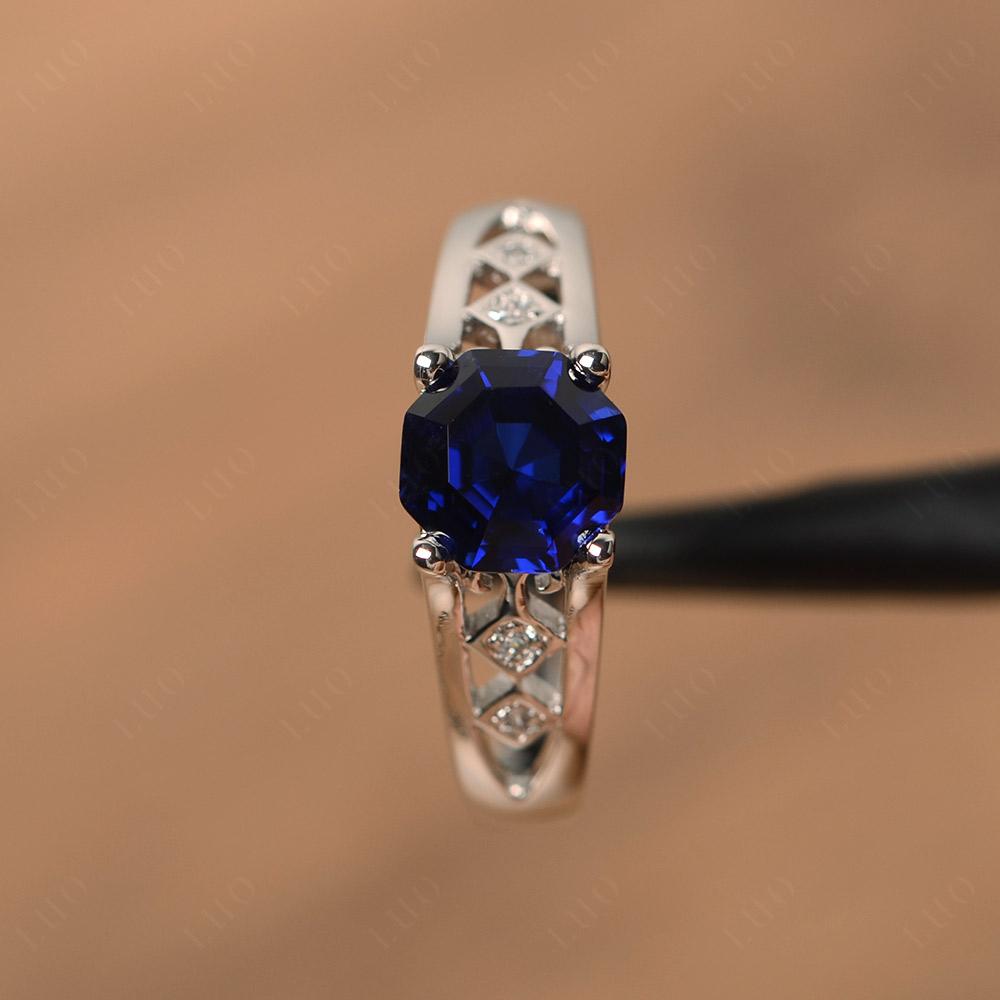 Vintage Style Octagon Cut Lab Sapphire Ring - LUO Jewelry