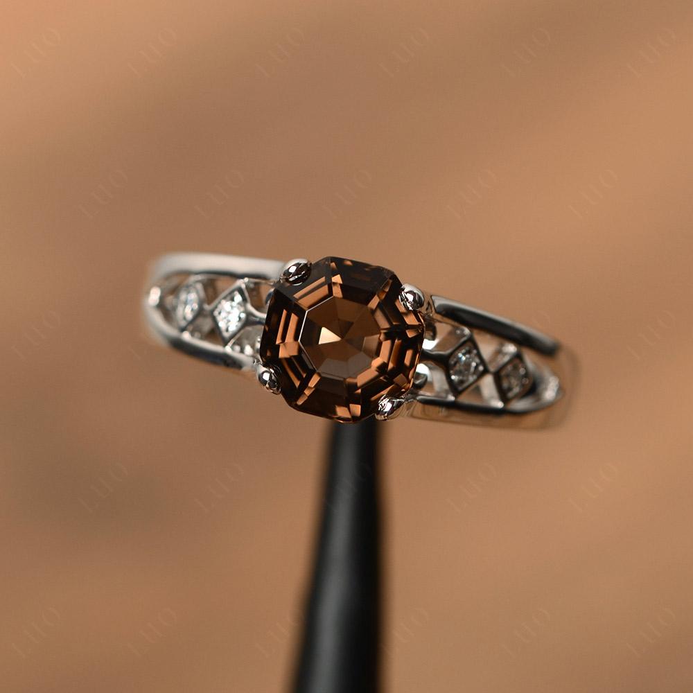 Vintage Style Octagon Cut Smoky Quartz Ring - LUO Jewelry