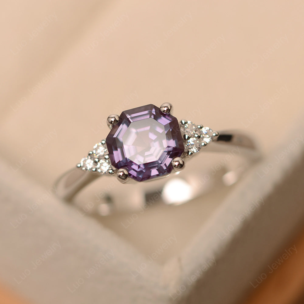 Octagon Cut Alexandrite Engagement Ring Gold - LUO Jewelry