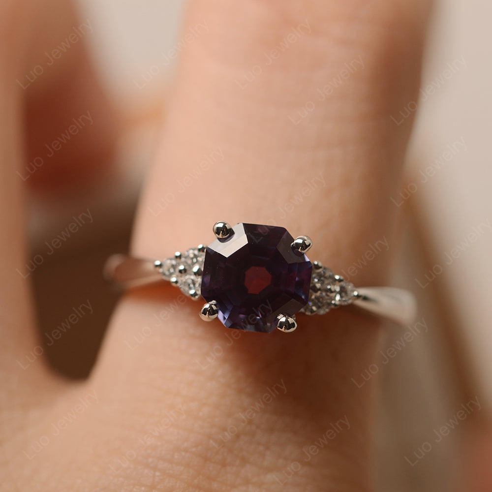 Octagon Cut Alexandrite Engagement Ring Gold - LUO Jewelry