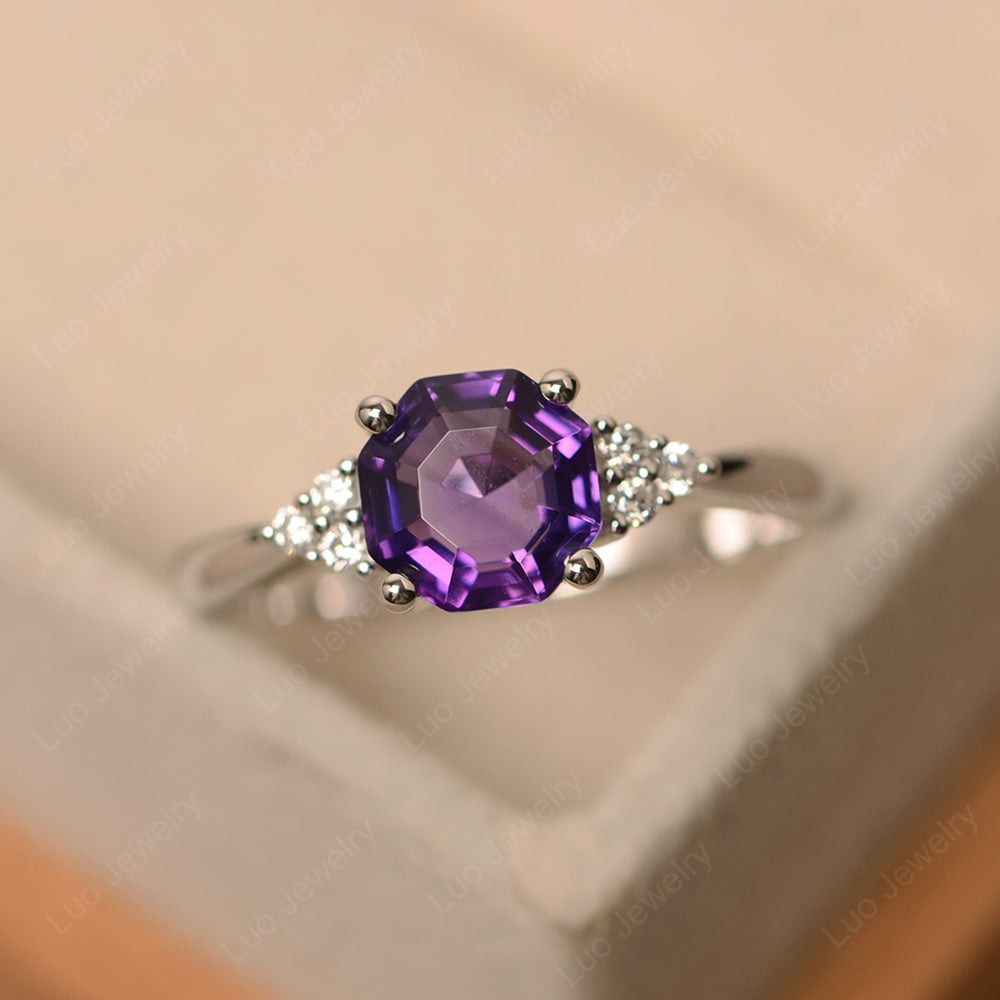 Octagon Cut Amethyst Engagement Ring Gold - LUO Jewelry