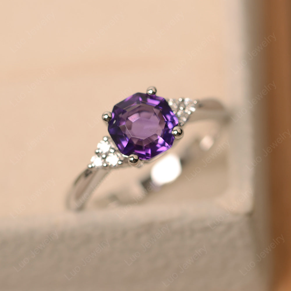 Octagon Cut Amethyst Engagement Ring Gold - LUO Jewelry