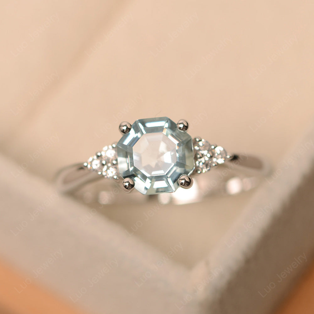 Octagon Cut Aquamarine Engagement Ring Gold - LUO Jewelry